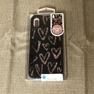 Onn iPhone Cellphone Case X Xs Gold Glitter Hearts